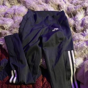 Adidas Kids Navy Leggings with White Stripes
